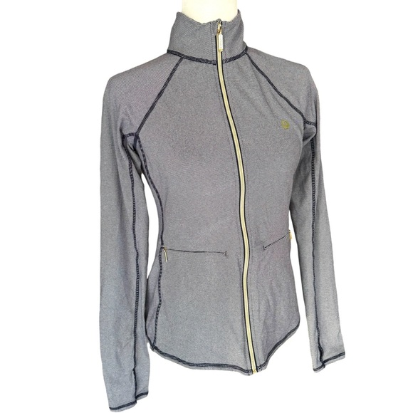 Lilly Pulitzer Kapri Luxletic UPF 50+ Striped Zip Up Mock Neck Blue Jacket Women - Picture 5 of 14